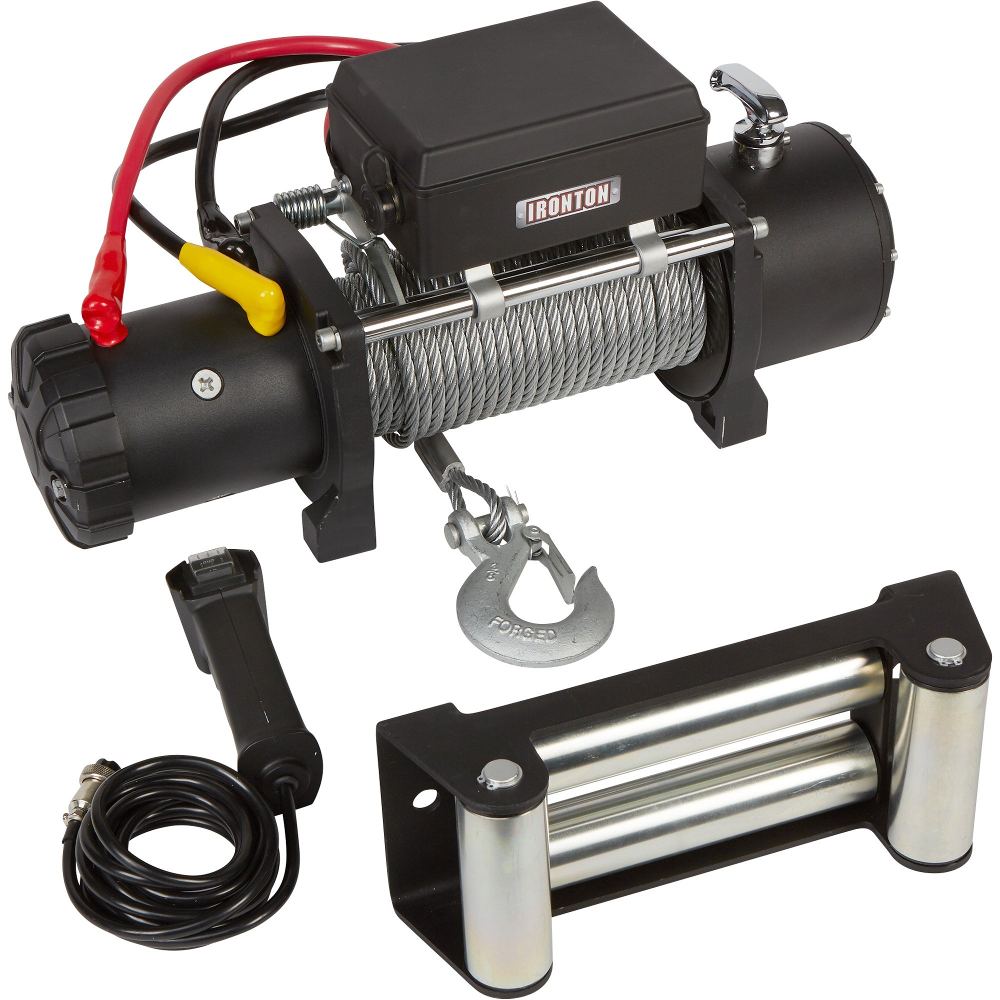 Ironton 12 Volt DC Powered Electric Truck Winch — 9000-Lb. Capacity, Galvanized Aircraft Cable